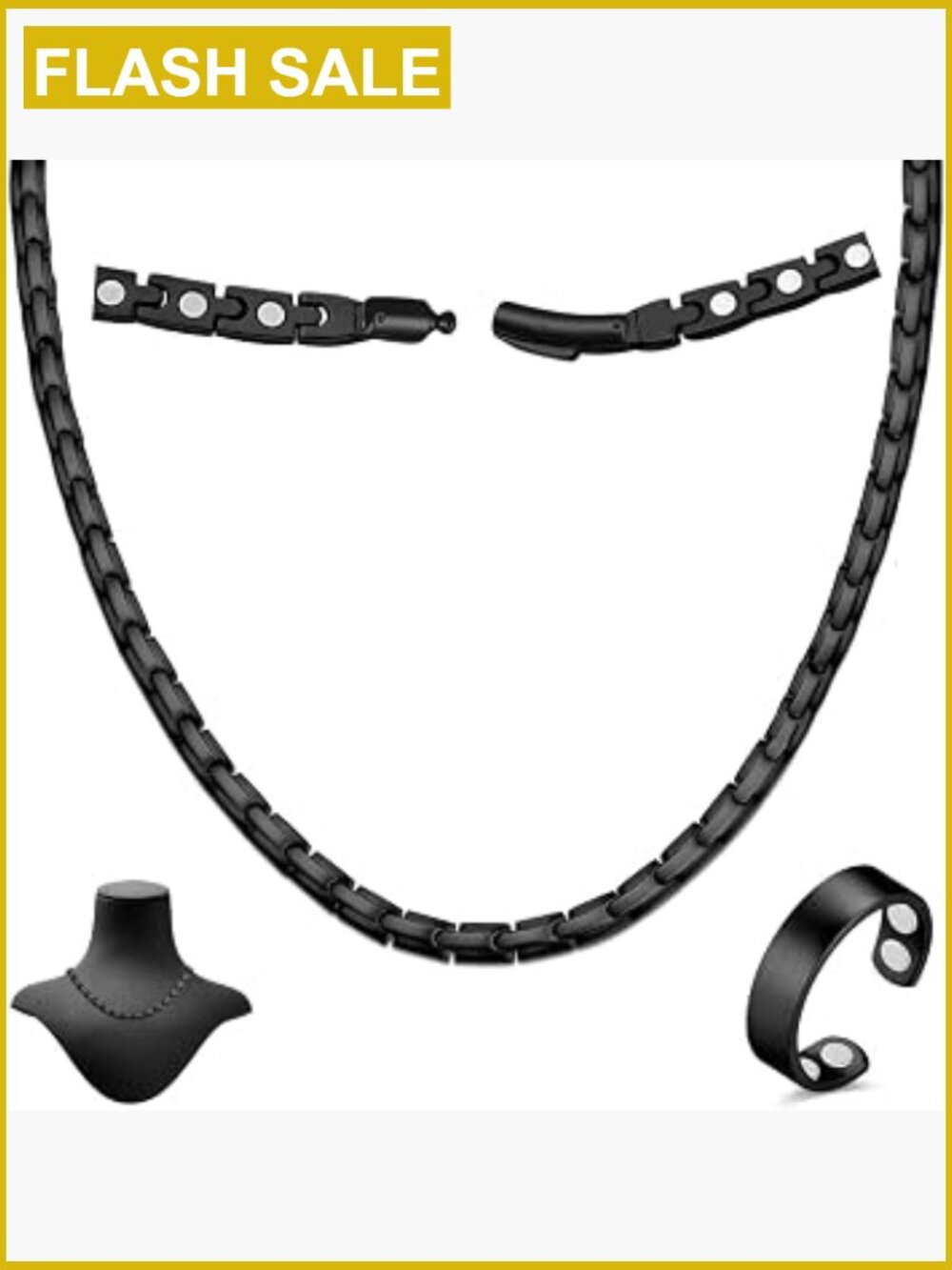 Neodymium Magnetic Therapy Necklace Adjustable Stainless Steel Unisex